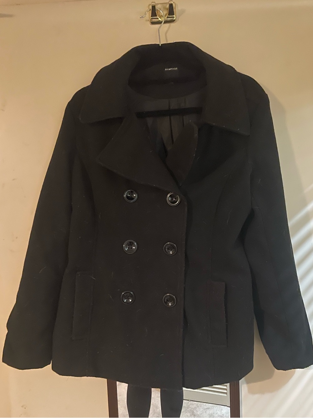 Rampage Black Double-Breasted Pea Coat